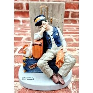 Norman Rockwell Asleep At The Job Porcelain Figurine Danbury Mint 1980